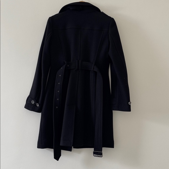 Burberry Brit Black Rushworth Belted Wool Cashmere Blend Trench Coat Size 6 - Picture 10 of 13